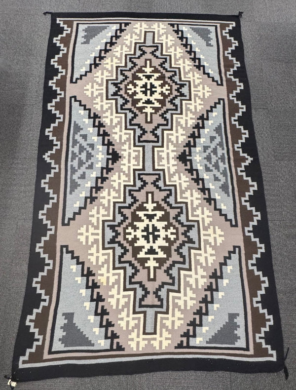 Large Navajo Two Grey Hills Floor Rug by Regina Bia