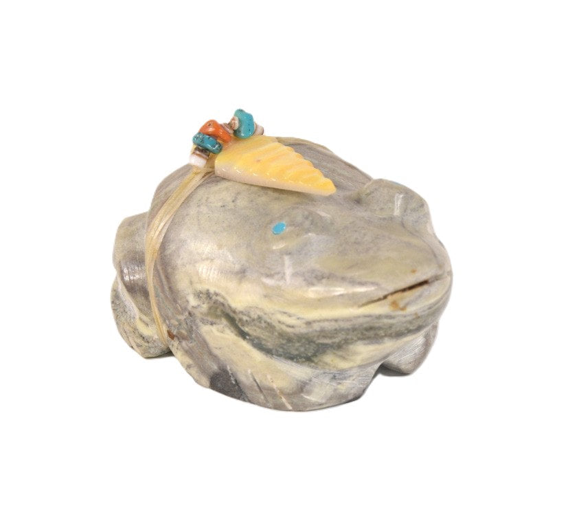 Larger Zuni Fetish: Green-Gray Frog  - Debra Gasper + Ray Tsethilikai