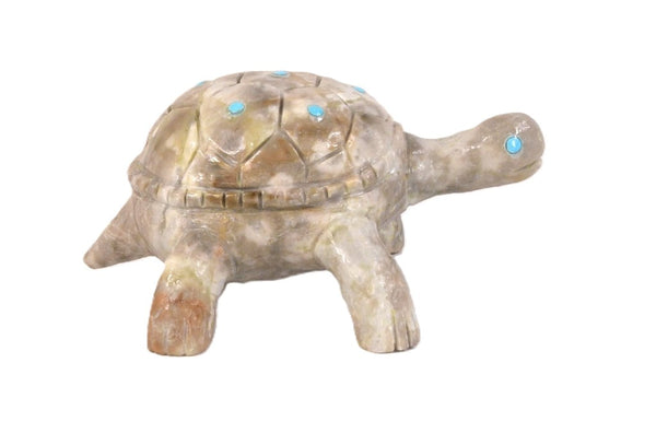 Large Zuni Turtle Fetish with Turquoise by Matthias Hustito