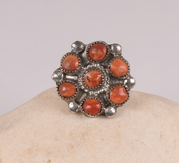 Vintage Zuni Coral Ring Size 7