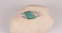 Turquoise and Mother of Pearl Eye Shaped Pin