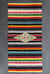 Vintage Mexican Rug with Rainbow Saltillo Serape