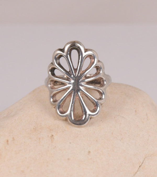 Navajo Sand Cast Sterling Silver Ring Size 8 1/2