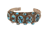 Navajo Cuff Bracelet with high grade Natural Caline Black Matrix Mine