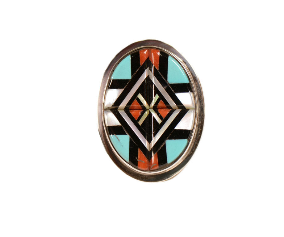 Vintage Yelmo Natachu Zuni Multistone Inlay Ring Size: 9.75