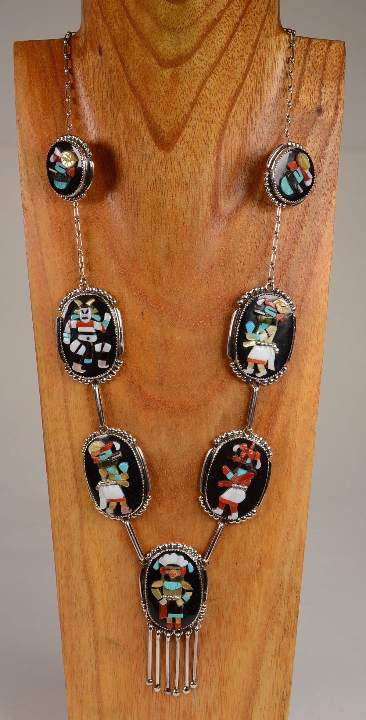 Zuni Kachina Necklace and Earring set by Augustine & Rosalie Pinto