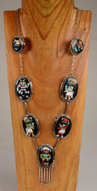 Zuni Kachina Necklace and Earring set by Augustine & Rosalie Pinto