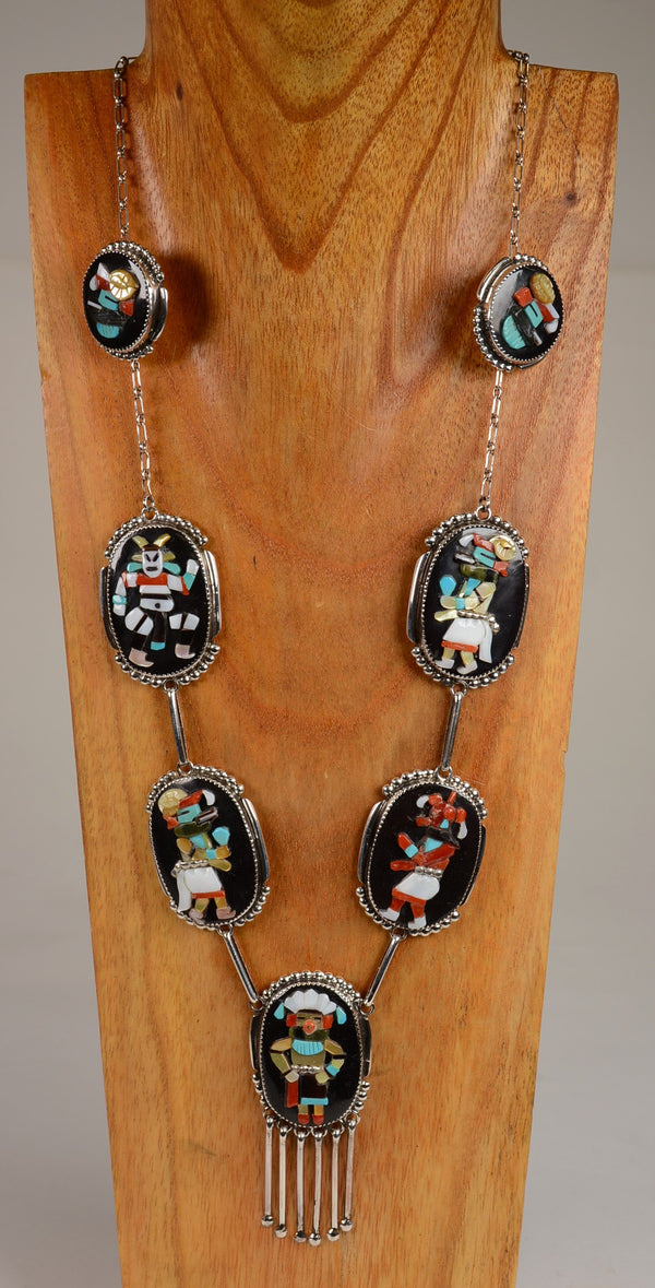 Zuni Kachina Necklace and Earring set by Augustine & Rosalie Pinto