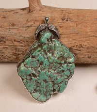 Large Natural Navajo Pendant with Fine Natural Seafoam Green Turquoise