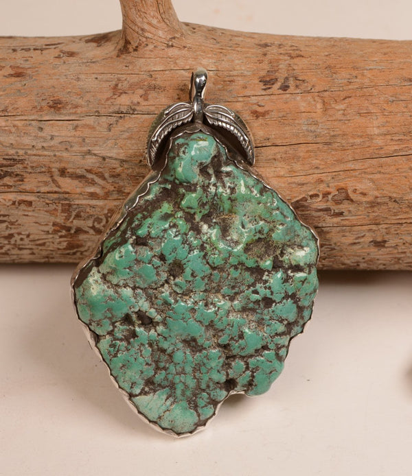 Large Natural Navajo Pendant with Fine Natural Seafoam Green Turquoise