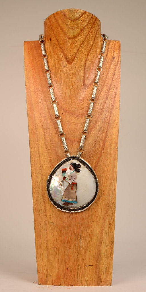 Fine Shell Pendant Necklace by San Felipe Pueblo Artist Dennis Ramone