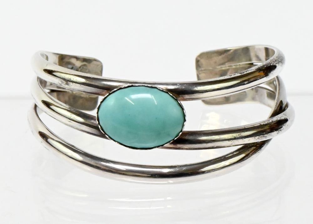 Navajo Sterling Silver and Turquoise Cuff Bracelet
