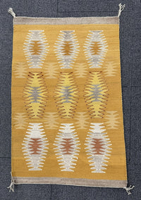 Navajo Classic Revival Rug with Vegetable Dyed Gold tone field