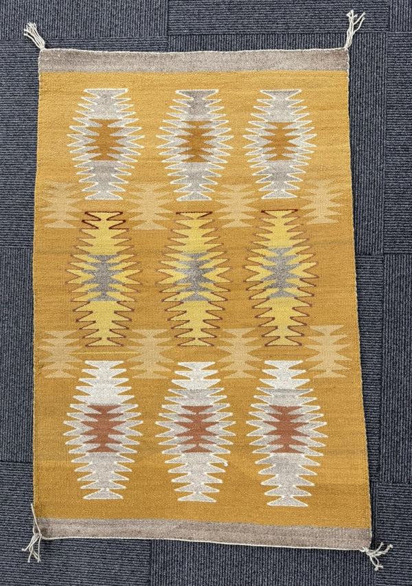 Navajo Classic Revival Rug with Vegetable Dyed Gold tone field