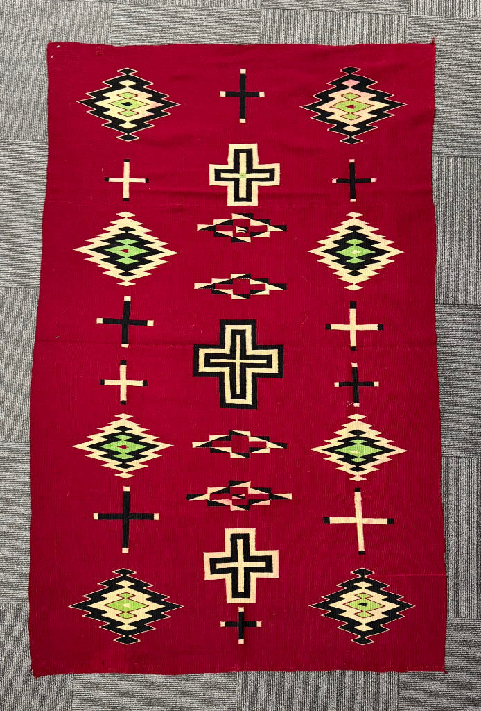 Large Navajo Germantown Blanket with Hubbell Crosses