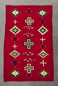 Large Navajo Germantown Blanket with Hubbell Crosses