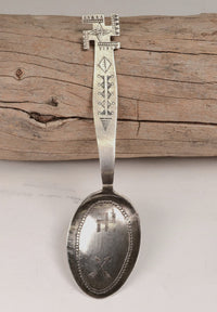Navajo Spoon with fine stamping and Whirling Log Handle