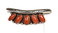 Navajo Sterling Silver and Offset Coral Cuff Bracelet