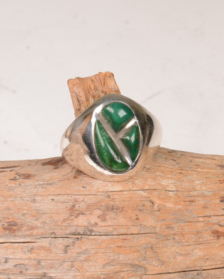 Navajo Sterling Silver Ring with Malachite setting Size 11