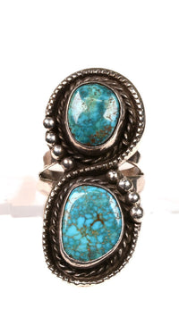 Large Navajo Sterling Silver and Turquoise Ring