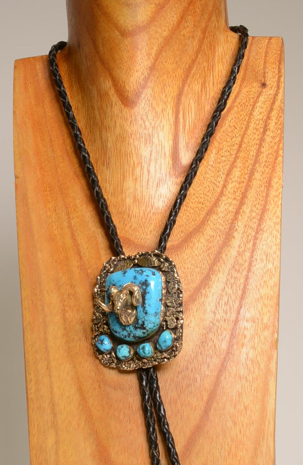 Navajo Ram bolo tie by Jesse Robbins, Creek