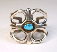 Navajo Sandcast Cuff Sterling Silver Bracelet with Turquoise
