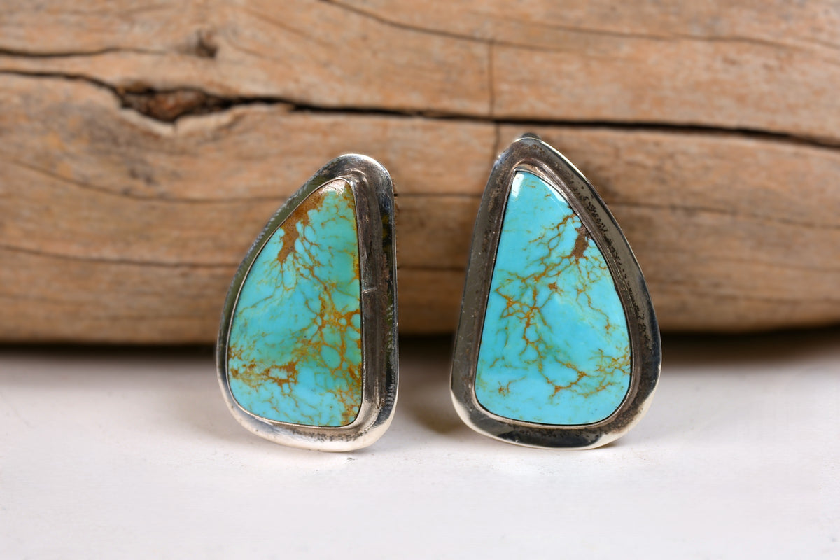 Large Navajo Clip Turquoise Earrings