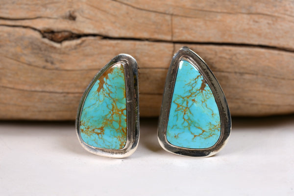 Large Navajo Clip Turquoise Earrings