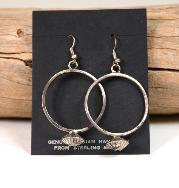 Navajo Sterling Silver Old Style Silver Hoops