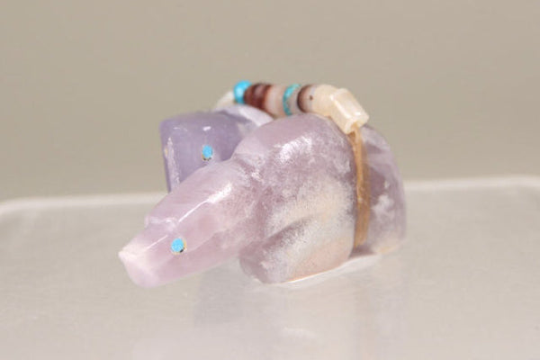Zuni Fetish: Double Purple Bears together by Ed Lemontino
