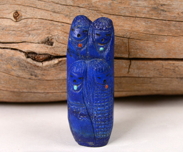 Zuni Fetish by Sandra Quandelacy: Double-Sided Corn Maiden Bundle, Lapis