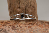 Navajo Sterling Silver Cuff Bracelet with Onyx Setting