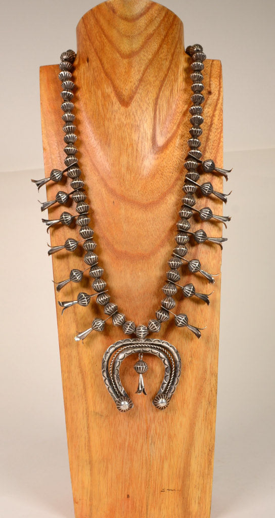 Navajo Mellon Bead Squash Blossom Necklace