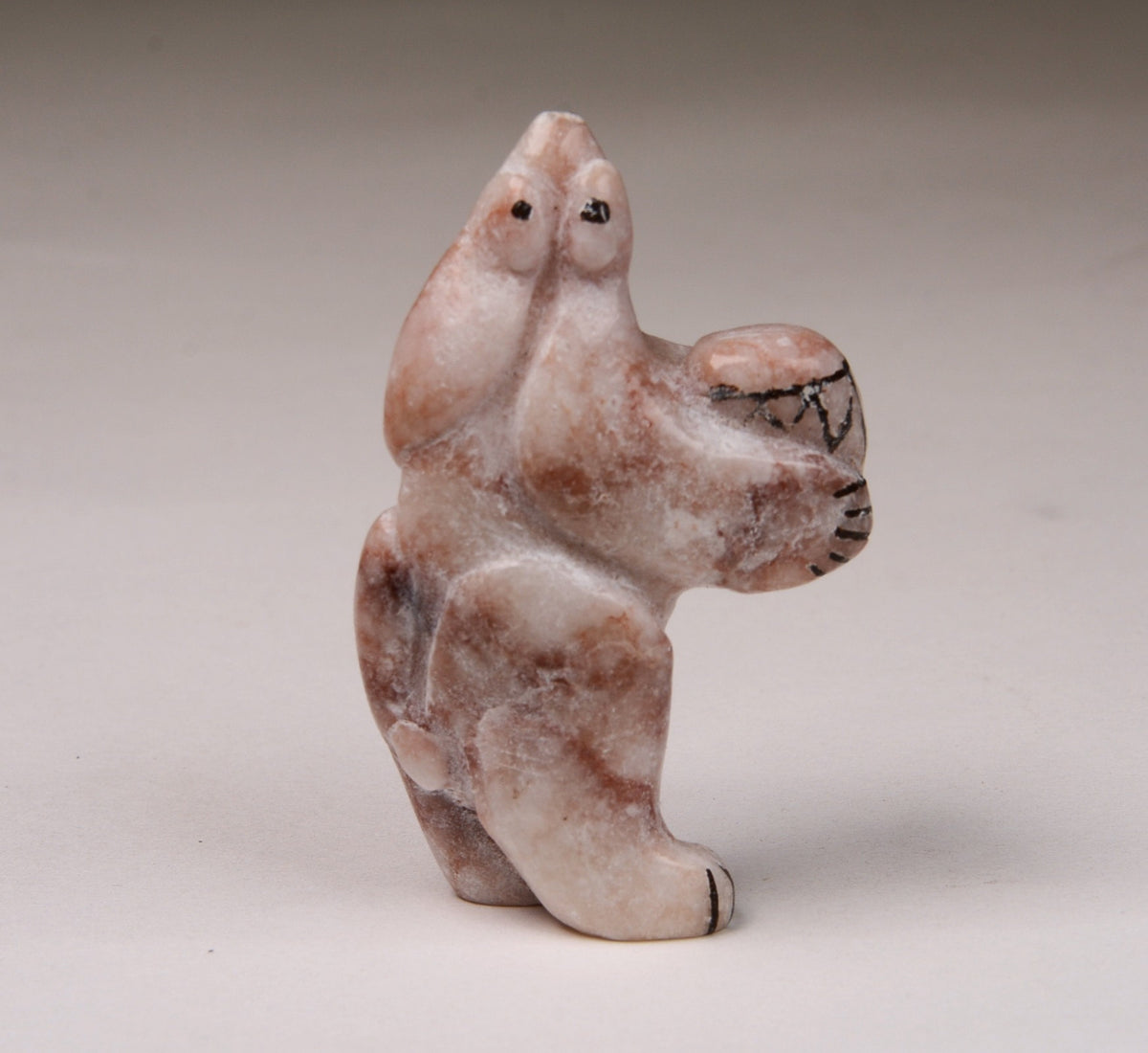 Zuni Fetish Bear with Drum by Rickson Kallestewa