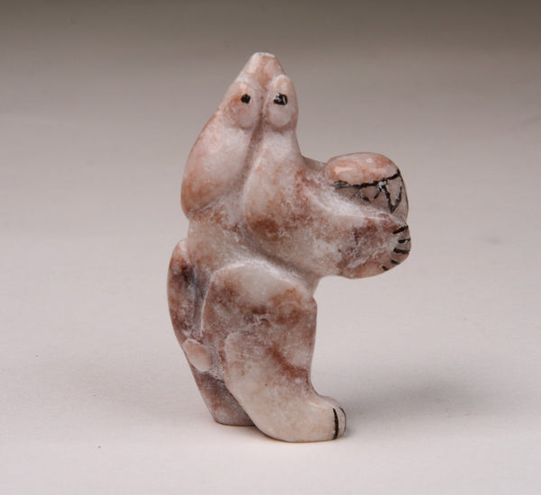 Zuni Fetish Bear with Drum by Rickson Kallestewa