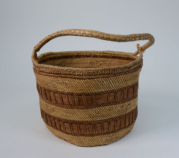 Quinault or Makah Basket with Handle; Cedar Bands