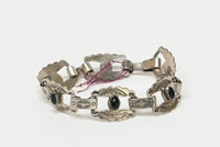 Navajo Concho link Bracelet with Onyx