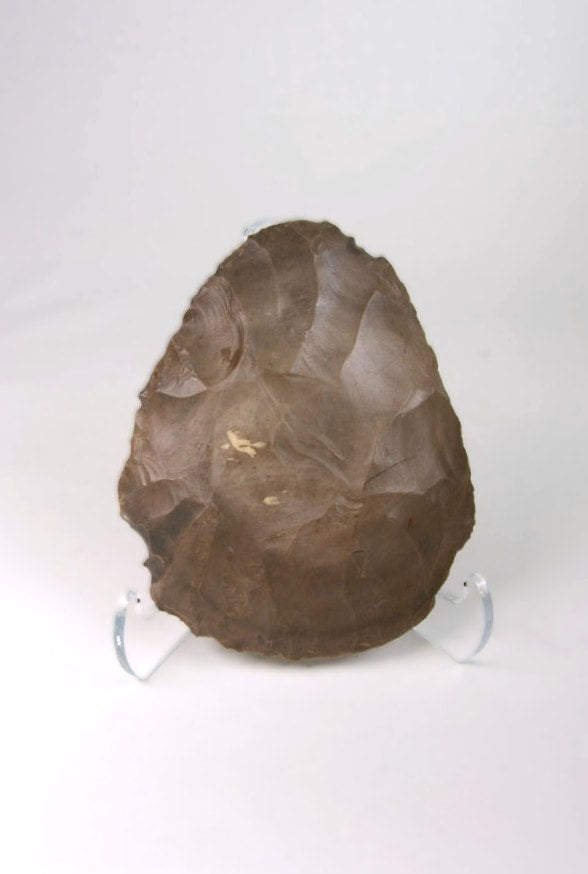 Large  Early Man Artifact: Flint Hoe / Hand Knife Paleo