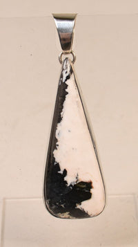 Navajo Sterling Silver Pendant  with White Buffalo Large Triangular Setting