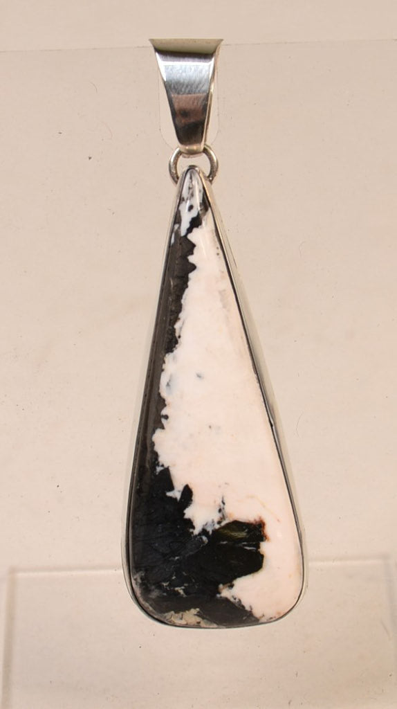 Navajo Sterling Silver Pendant  with White Buffalo Large Triangular Setting