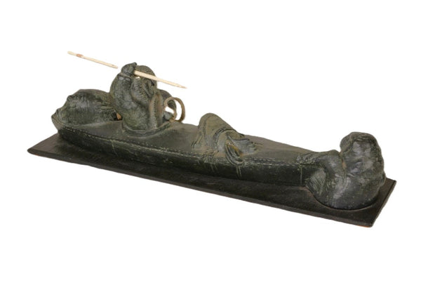 Inuit Cast Bronze Kayak Sculpture