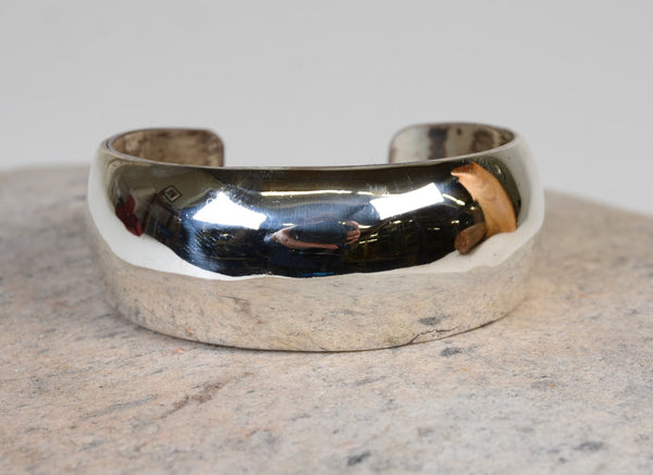 Navajo Sterling Silver Domed Cuff Bracelet / Signed Dick Mike Yazzie
