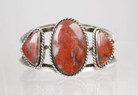 Vintage Navajo Cuff Bracelet: Sterling Silver and Petrified Wood