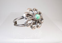 Navajo Sand Cast Cuff Bracelet with Nevada Green Turquoise