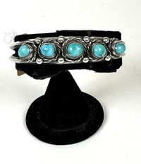 Navajo Bracelet with 5 Turquoise Settings