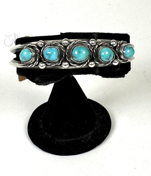Navajo Bracelet with 5 Turquoise Settings