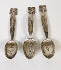 SET of Three Antique Navajo Spoons - Whirling Logs