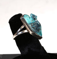 Navajo Sterling Silver and Chinese Turquoise Wolf or Dog Ring by Rose Draper Size 6