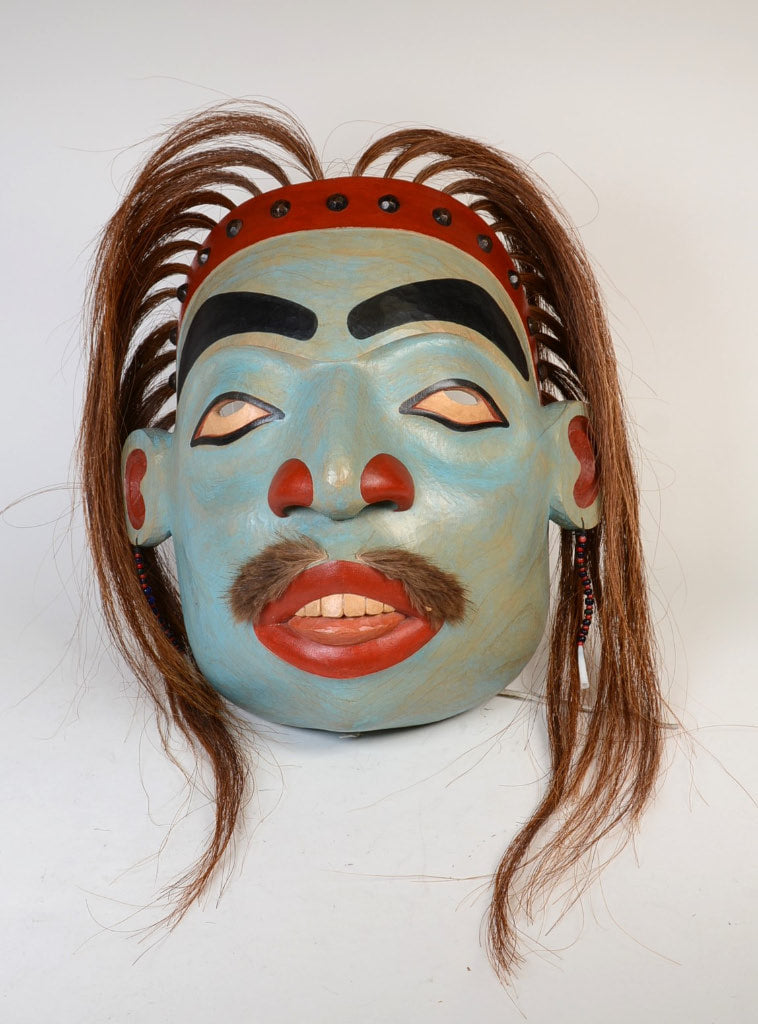 Large Glen Rabena Haida Blue Face Portrait Mask