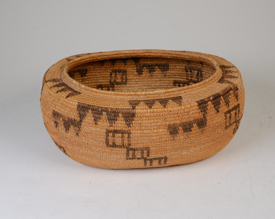 Rare Panamint Coiled Basket / Oval Bottleneck Basket